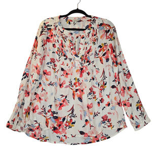 Lucky‎ Brand Womens Small Floral Blouse Flowy Smocked Cottagecore Boho Bloomcore